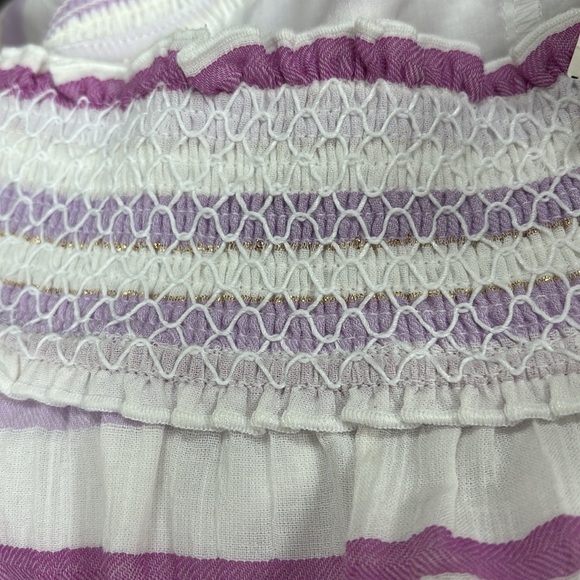 NWT LANE BRYANT SMOCKED OFF THE SHOULDER TOP 18/20 pink, white and purple color - Picture 7 of 12